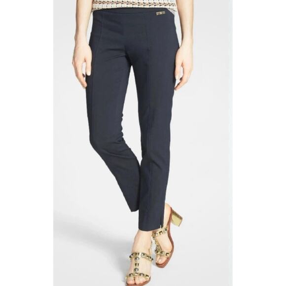 Tory Burch Sz 6 Skinny Callie Navy Blue Pockets Front Seam Ankle Crop Pants - Picture 1 of 10